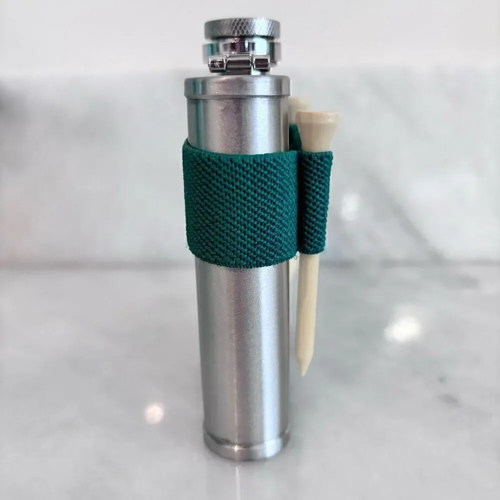 NWT Kikkerland Stainless Steel Golf Flask With Divot Tool Silver 6oz